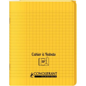 Piqûre 48 pages couverture polypropylène avec 2 rabats format 17x22 cm seyes coloris jaune