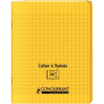 Piqûre 96 pages couverture polypropylène avec 2 rabats format 17x22 cm seyes coloris jaune