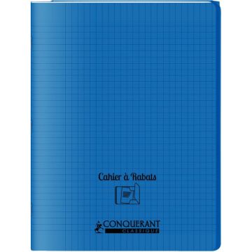 Piqûre 48 pages couverture polypropylène avec 2 rabats format 24x32 cm seyes bleu