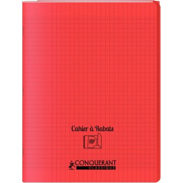 Piqûre 48 pages couverture polypropylène avec 2 rabats format 24x32 cm seyes rouge