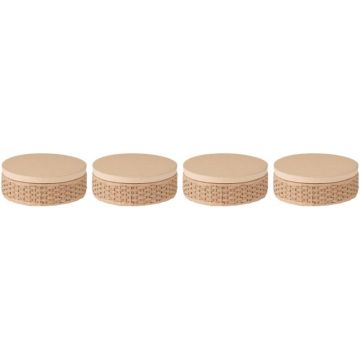 Lot de 4 boites rondes tressées en carton