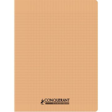 Piqûre 96 pages CONQUERANT, 17x22 cm, seyès, couv PP abricot