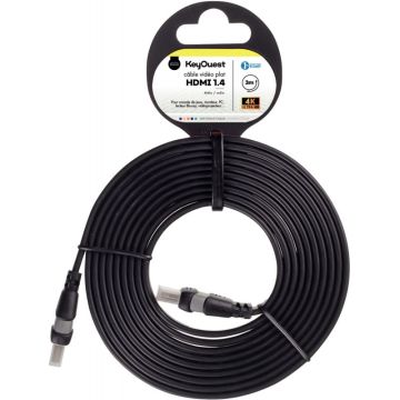 Cordon HDMI 1.4 plat 3m noir