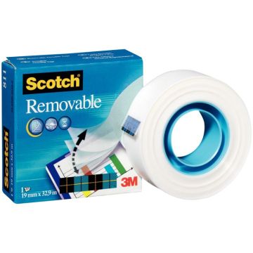 Rouleau d'adhésif invisible repositionnable scotch removable 19 mm x 33 m