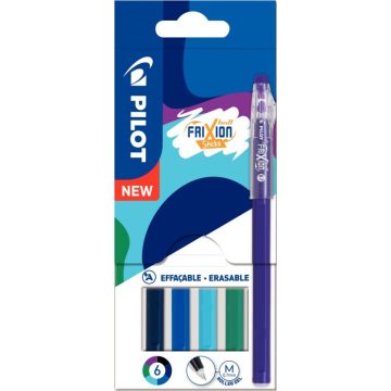 Pochette de 6 rollers frixion ball stick  tons froids