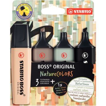 Pochette de 4 surligneurs Boss nature