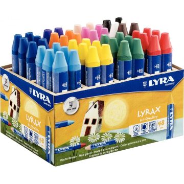Boîte de 48 craies cire Lyrax + 2 tailles-crayons