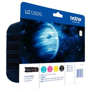 Brother NEPTUNE pack de 4 cartouches jet d'encre noire, cyan, magenta et jaune haute capacité authentique (LC1280XLVALBP)