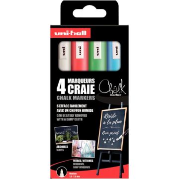 Boîte de 4 marqueurs craies Chalk blanc / fluos