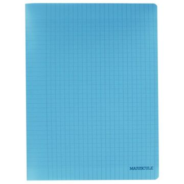 Piqûre 48 pages MAJUSCULE, format 24x32 cm, papier blanc 90g, réglure seyès, couverture en polypropylène bleu