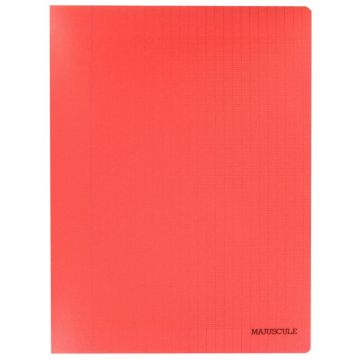 Piqûre 48 pages MAJUSCULE, format 24x32 cm, papier blanc 90g, réglure seyès, couverture en polypropylène rouge