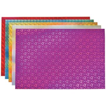 Pochette de 10 feuilles carton holographique  35 x 50 cm coloris assortis