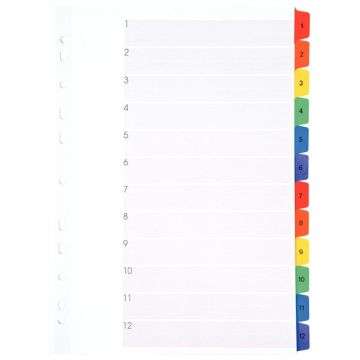 Jeu de 12 intercalaires numériques en carte Mylar, format A4