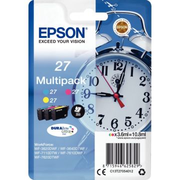 Epson RÉVEIL / 27 pack de de 3 cartouches jet d'encre cyan, magenta et jaune authentique (T270540)