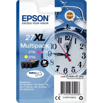 Epson RÉVEIL / 27XL pack de de 3 cartouches jet d'encre cyan, magenta et jaune haute capacité authentique (T271540)