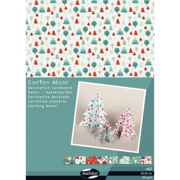 Paquet de 40 feuilles carton décoration assorties format 25 x 35 cm thème Noël