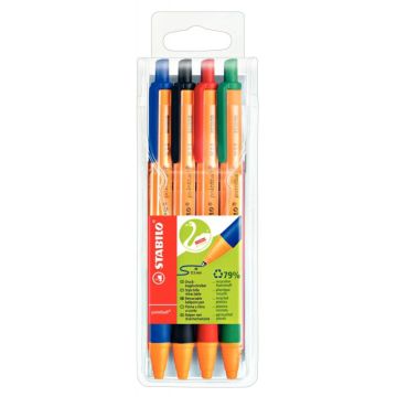 Pochette de 4 stylos bille Pointball assortis