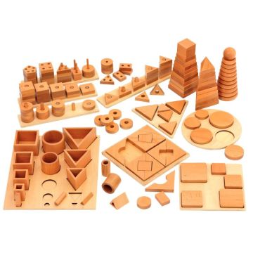 Lot de 12 encastrements assortis en bois naturel