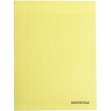 Piqûre 48 pages MAJUSCULE, format A4 (21x29,7 cm), papier blanc 90g, réglure seyès, couverture en polypropylène jaune