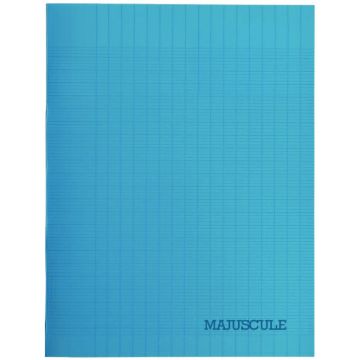 Piqûre 140 pages MAJUSCULE, format 24x32 cm, papier blanc 90g, réglure seyès, couverture en polypropylène bleu