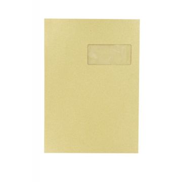 Carton de 250 pochettes kraft 229x324mm 120g soufflet 30mm bande siliconée fenêtre 50x100mm