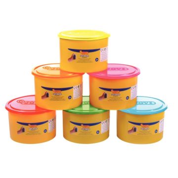 Pack de 6 pots de 460 grammes de pâte à jouer blandiver couleurs Fluo