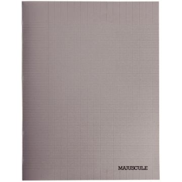 Piqûre 48 pages MAJUSCULE, format 24x32 cm, papier blanc 90g, réglure seyès, couverture en polypropylène gris