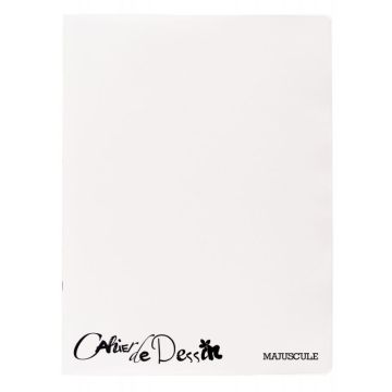 Cahier de dessin 96 pages 24x32 cm uni 120g, couverture en polypropylène incolore