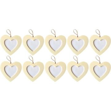 Lot de 10 cadres coeur à suspendre en bois