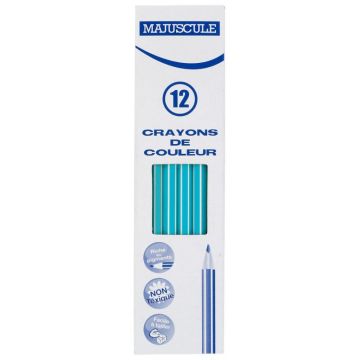 Boîte de 12 crayons de couleur Majuscule  bleu clair