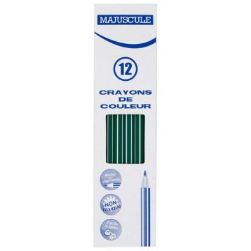 Boîte de 12 crayons de couleur Majuscule  vert foncé