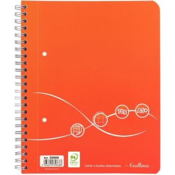 Cahier à reliure intégrale Excellence 160 pages, format A5+, quadrillé 5x5, papier 70g