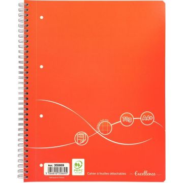 Cahier à reliure intégrale Excellence 160 pages, format A4+, quadrillé 5x5, papier 70g