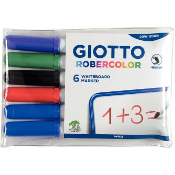 Étui de 6 feutres tableaux blancs Robercolor pointe moyenne ogive assortis