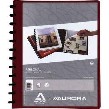 Protège-documents personnalisable 60 vues ADOC BIND-EX, couverture en polypropylène bordeaux