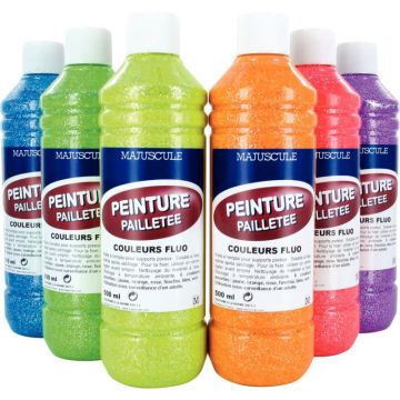 Carton de 6 Flacons 500 ml de peinture pailletée Flaconuo