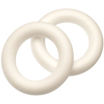 Lot de 10 couronnes en styropor, diamètre 15 cm