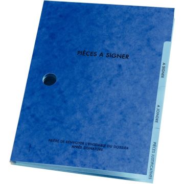 Carton de 25 parapheurs 3 compartiments, bleu