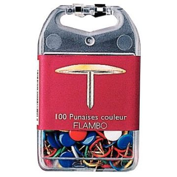Boîte de 100 punaises diamètre 9 mm assortis CAPSA