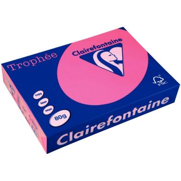 Ramette de 500 feuilles format A4 80g rose fluo CLAIREFONTAINE
