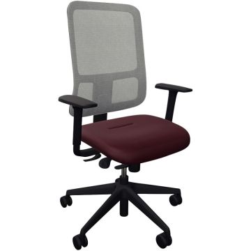 Fauteuil Early Mesh dossier gris/assise bordeaux