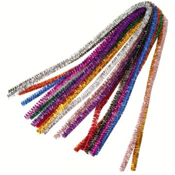 Sachet de 10 chenilles métallisées diamètre 9 mm longueur 50 cm  6 couleurs assorties