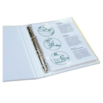 Boite de 100 pochettes à plastifier format 22,8x30,3 cm pour document 21x29,7 cm. En polyester brillant épaisseur 80 microns par face. Avec perforation universelle