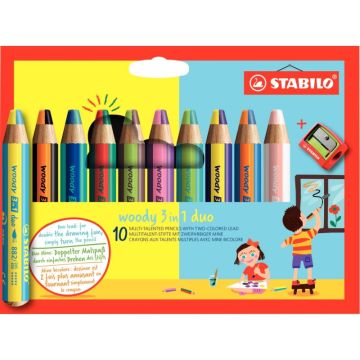 Etui de 10 crayons Woody Duo + 1 taille crayons