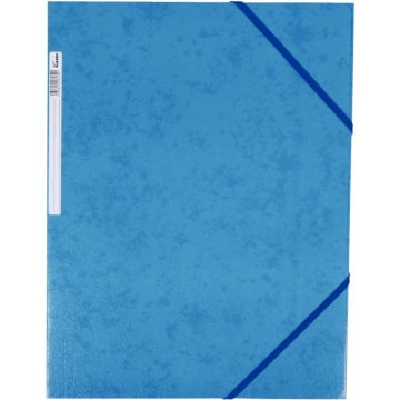Chemise 3 rabats à élastiques en carte grainée 5/10ème 450g bleu