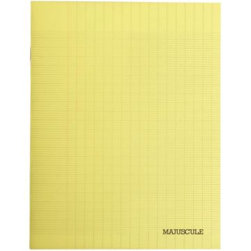 Piqûre 48 pages MAJUSCULE couverture polypropylène, format 17x22 cm, papier blanc 80g, réglure seyès, jaune