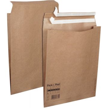 Paquet de 10 pochettes aller/retour kraft 340x420mm soufflet 80mm bandes siliconées