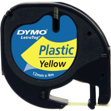 Recharge lettre plastique 12 mm x 4 m  noir sur jaune
