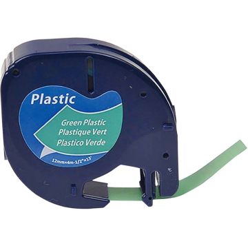 Recharge lettre plastique 12 mm x 4 m  noir sur vert