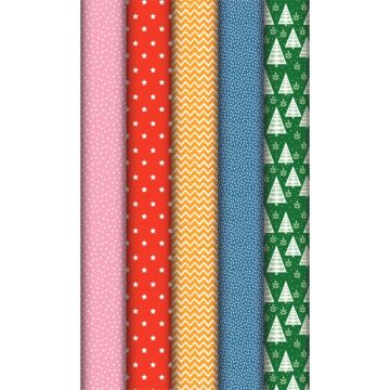 Boîte de 10 rouleaux de papier cadeau motifs assortis dimension 2m x 0,70 m